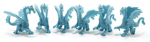 Dollhouse miniature ICE DRAGONS, 6 PIECES